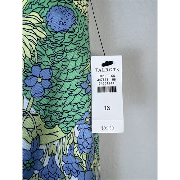 Talbots Perfect Crop Pants size 16 Green Blue Yellow Floral Print Capri NWT - Picture 7 of 12
